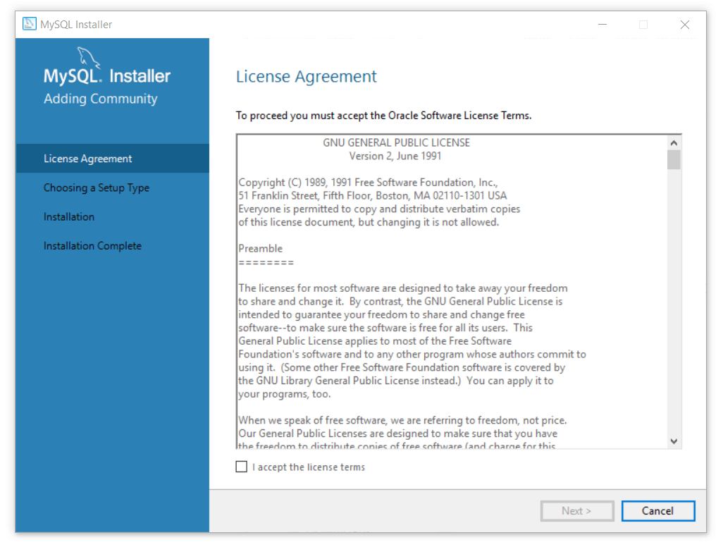 MySql Server Setup Manually